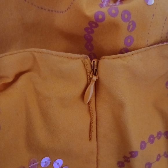 Cadi & Blu Orange Pink A Line Skirt Beaded Sequin Boho Size 4 - Picture 11 of 15